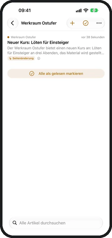 Eine beobachtete Seite meldet eine Änderung.