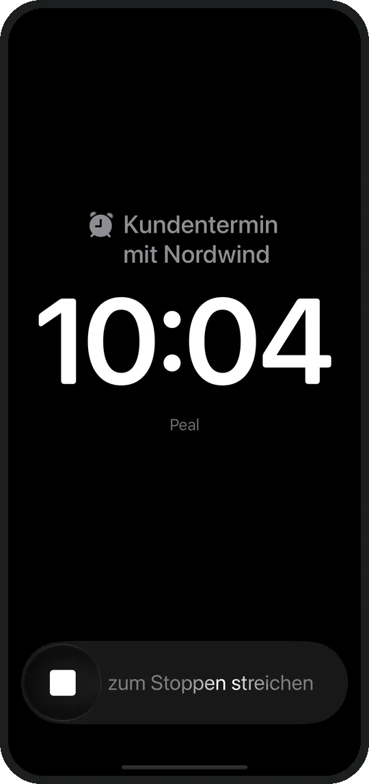 Peal klingelt bildschirmfüllend: Kundentermin mit Nordwind.